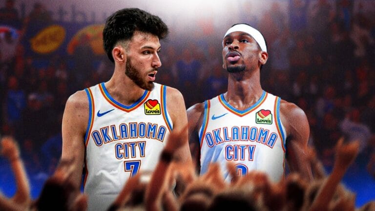 Chet Holmgren gives a “freeball” reaction to the Shai Gilgeous-Alexander eruption for lightning