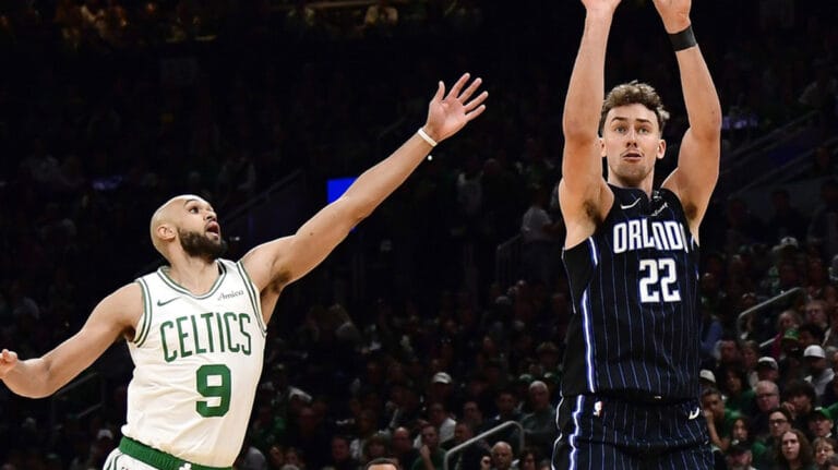 Franz Wagner in the loss of words in words with 3 points as magic fans Question question