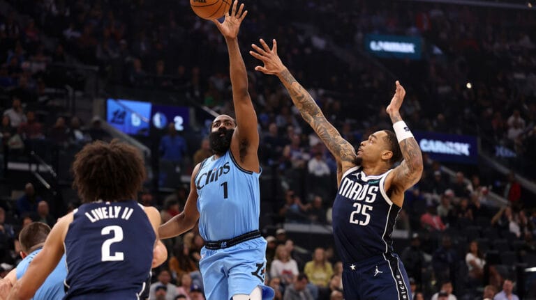 James Clippers Harden occupies a tensible apple in Russell Westbrook, Paul George