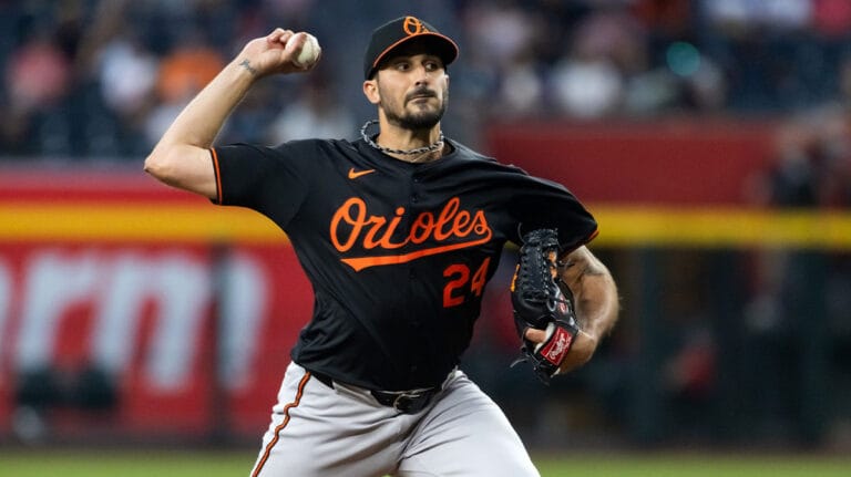 The Orioles’ Zach Eflin makes an unfortunate reception in the state of shoulder