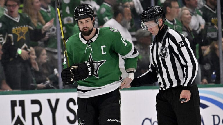 Jamie Benn tosses Jets’ Mark Scheifele with one shot in the game 5