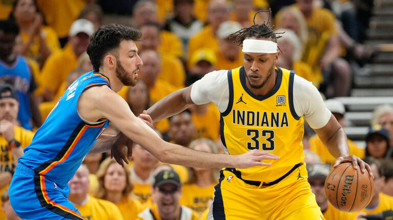 Miles Turner gets 100% real at 2-2 NBA finals vs. Thunder