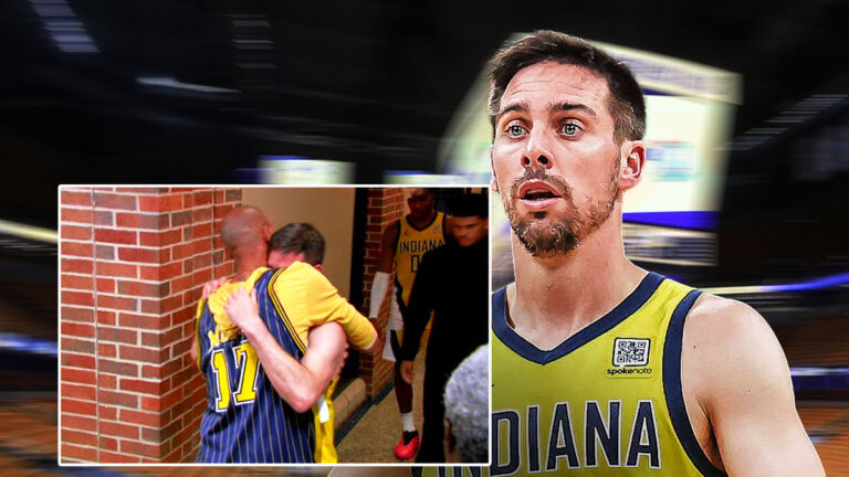 Reggie Consoles TJ McConnell After the loss of the game 7