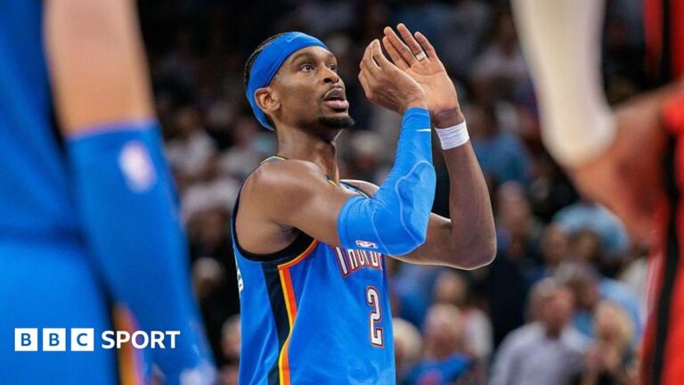 The Oklahoma City Thunder begin their NBA title defense with an overtime win against the Houston Rockets