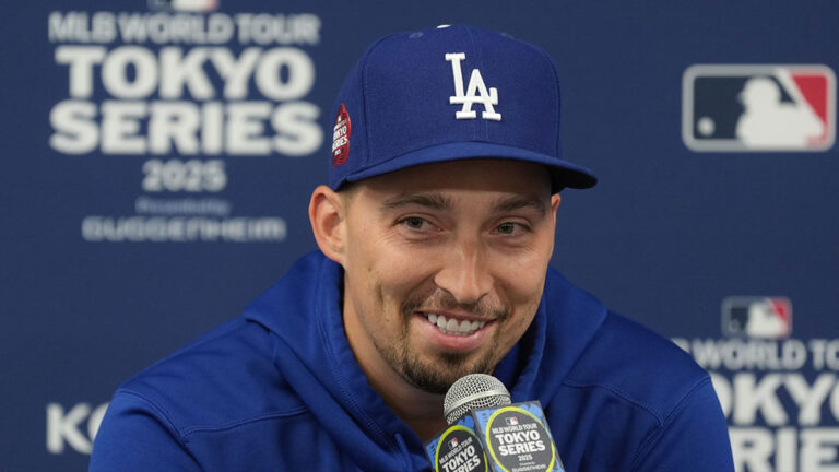 Blake Snell attends a Lakers game before the start of the World Series in Toronto