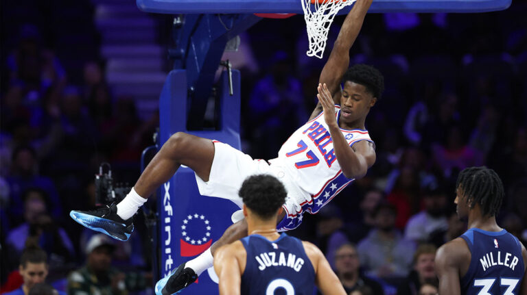 VJ Edgecombe hits with authority in Game 1 with Joel Embiid
