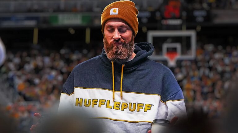 Of course, J Huff got a Hufflepuff hoodie from his wife after the big game against the Bulls