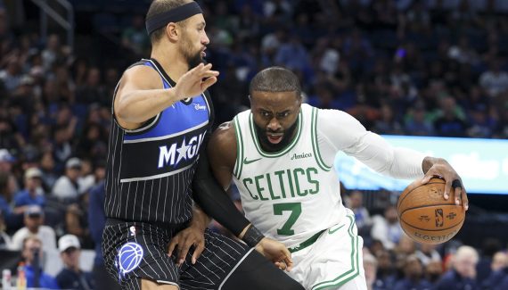 Still frustrated with the officiating, Jaylen Brown bites his tongue…