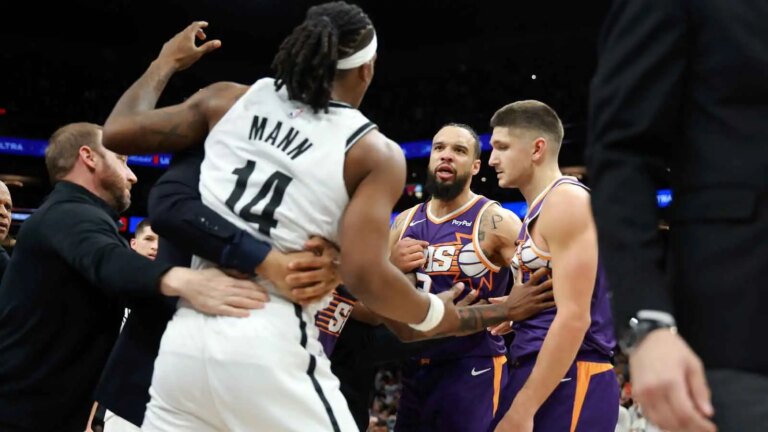 An argument between Egor Demin and Dillon Brooks led to a wild brawl between Brooklyn and Phoenix that resulted in an injury