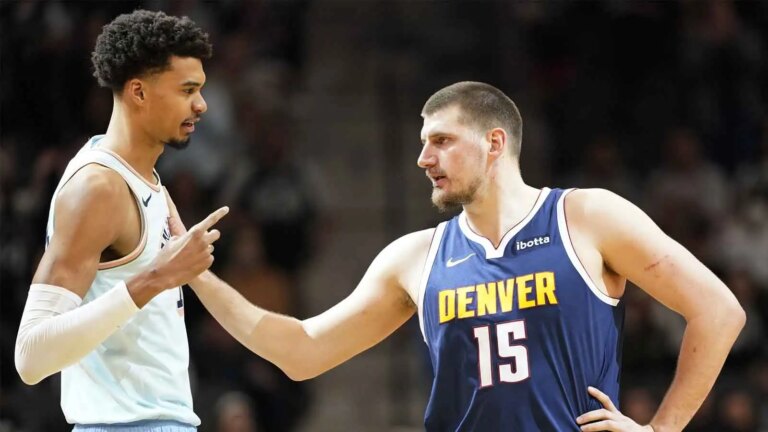 Nikola Jokić gets Viktor Vembanjama to sign the shirt in a unique way