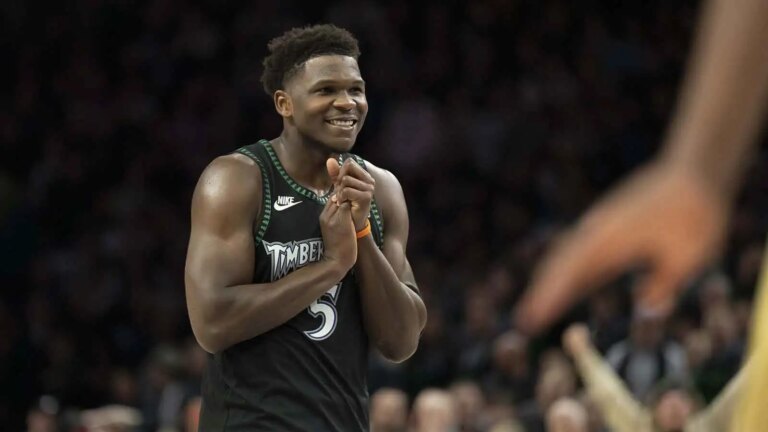 Anthony Edwards climbs Brook Lopez Mountain for the Slam