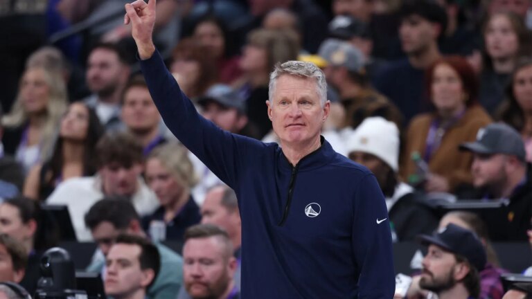 Steve Kerr runs over Maclin Celebrini in the middle of the Olympics