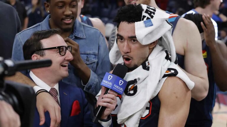 Jared McCain takes on Scobby Doo after a big game against the Nets